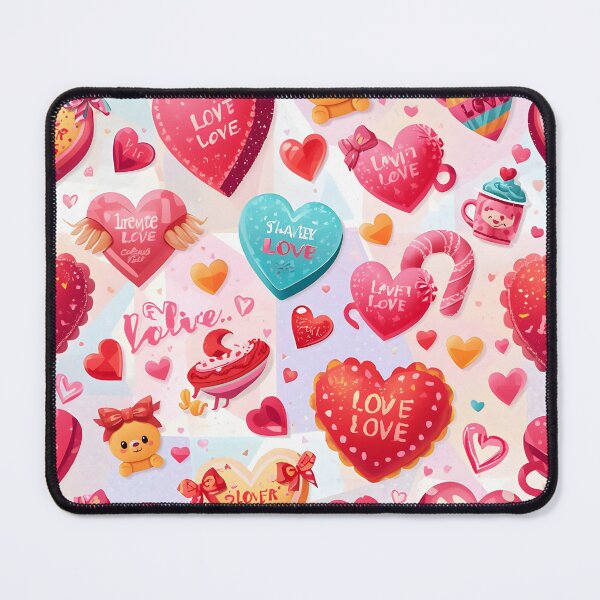 Item preview, Sweet Kawaii Valentine's Candy Heart Seamless Pattern with Love Messages designed and sold by MoonlitDoodles1.