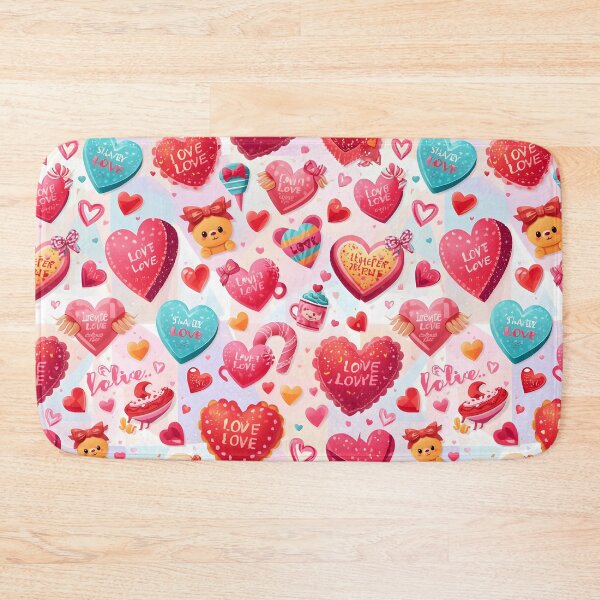 Item preview, Sweet Kawaii Valentine's Candy Heart Seamless Pattern with Love Messages designed and sold by MoonlitDoodles1.