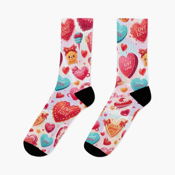 Item preview, Sweet Kawaii Valentine's Candy Heart Seamless Pattern with Love Messages designed and sold by MoonlitDoodles1.