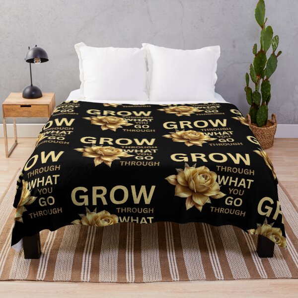 Item preview, Grow Through What You Go Through – Elegant Golden Flower Design designed and sold by MotifShop2025.