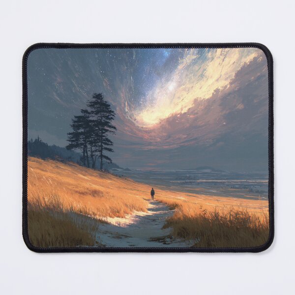 Item preview, Cosmic Vortex Sunset Golden Field | Winter Landscape Starry Swirl Adventure Art designed and sold by MetroEnvision.