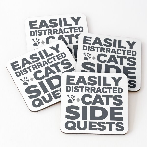 Item preview, Easily Distracted by Cats Side Quests T‑Shirt – Funny Gamer Cat Lover Tee, RPG Side Quest Humor, Nerdy Feline Gift​​ designed and sold by GAIDREDA.