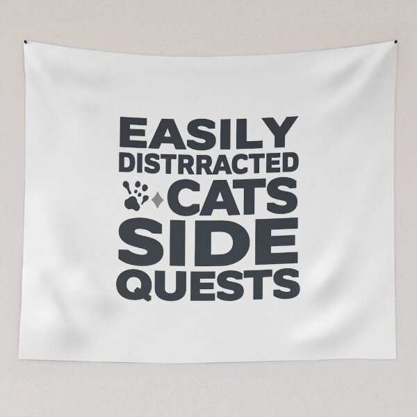Item preview, Easily Distracted by Cats Side Quests T‑Shirt – Funny Gamer Cat Lover Tee, RPG Side Quest Humor, Nerdy Feline Gift​​ designed and sold by GAIDREDA.