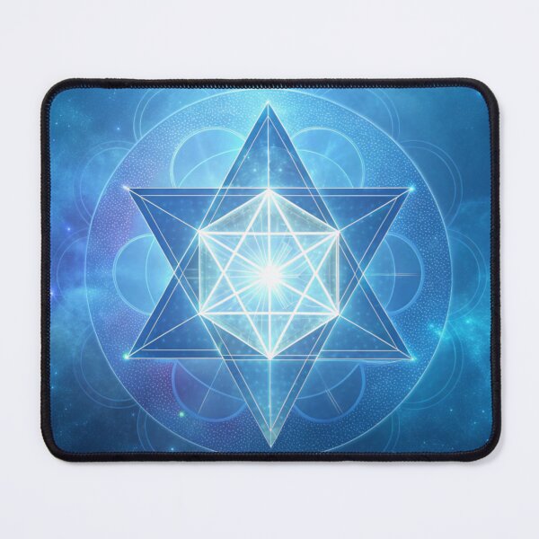 Item preview, Sacred Merkaba star floating in cosmic blue mist designed and sold by Lucky 777.