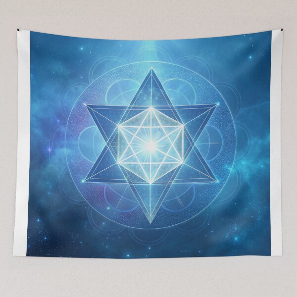 Item preview, Sacred Merkaba star floating in cosmic blue mist  designed and sold by Lucky 777.