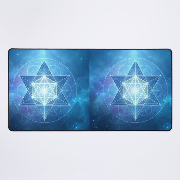 Item preview, Sacred Merkaba star floating in cosmic blue mist designed and sold by Lucky 777.