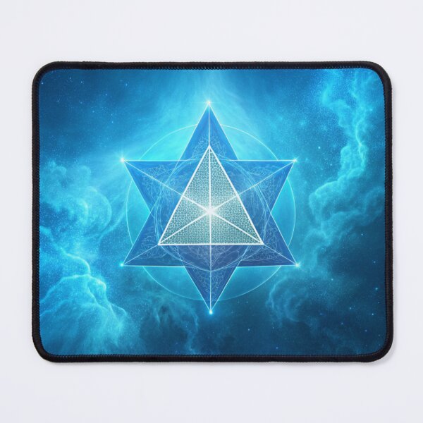 Item preview, Sacred Merkaba star floating in cosmic blue mist designed and sold by Lucky 777.