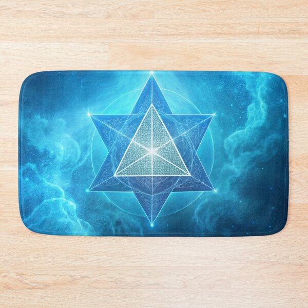 Item preview, Sacred Merkaba star floating in cosmic blue mist  designed and sold by Lucky 777.