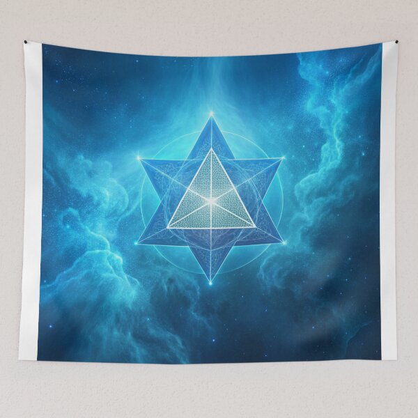 Item preview, Sacred Merkaba star floating in cosmic blue mist  designed and sold by Lucky 777.