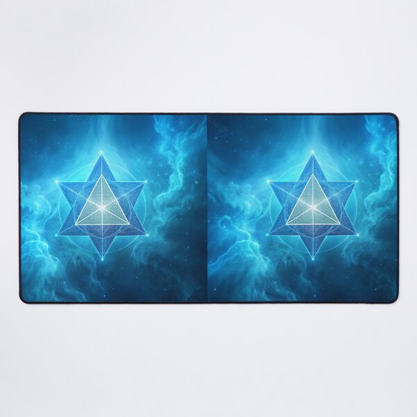 Item preview, Sacred Merkaba star floating in cosmic blue mist designed and sold by Lucky 777.