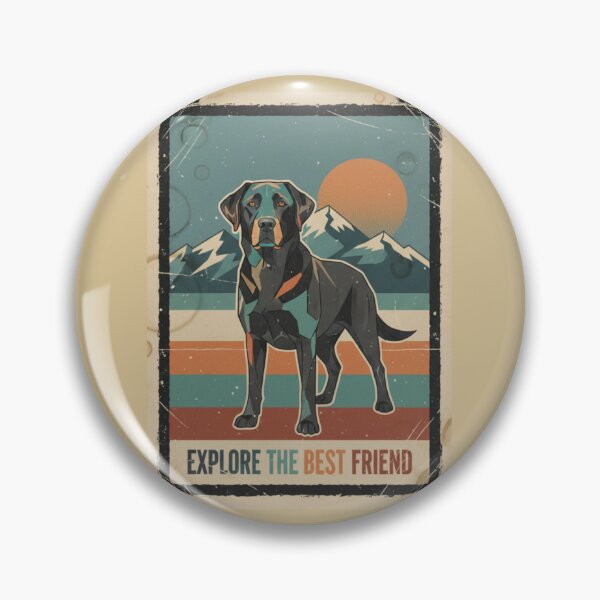 Item preview, Labrador Negro Geométrico Montaña Cartel Retro designed and sold by bsbd-action.