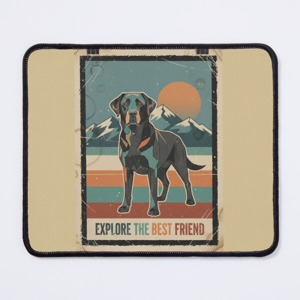 Item preview, Labrador Negro Geométrico Montaña Cartel Retro designed and sold by bsbd-action.