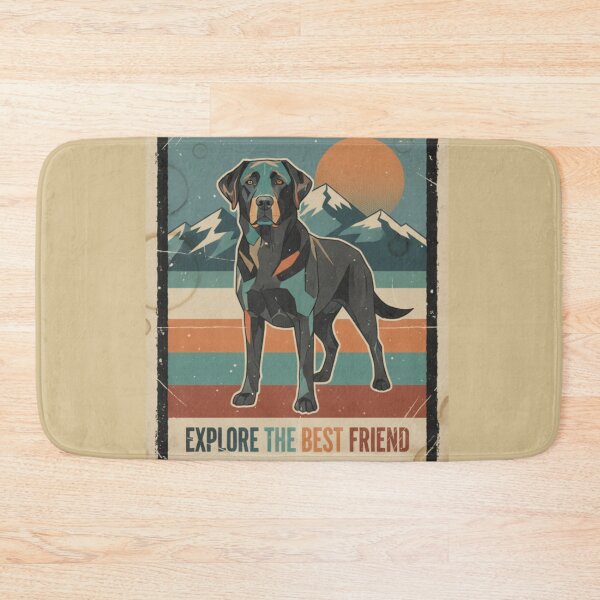 Item preview, Labrador Negro Geométrico Montaña Cartel Retro designed and sold by bsbd-action.