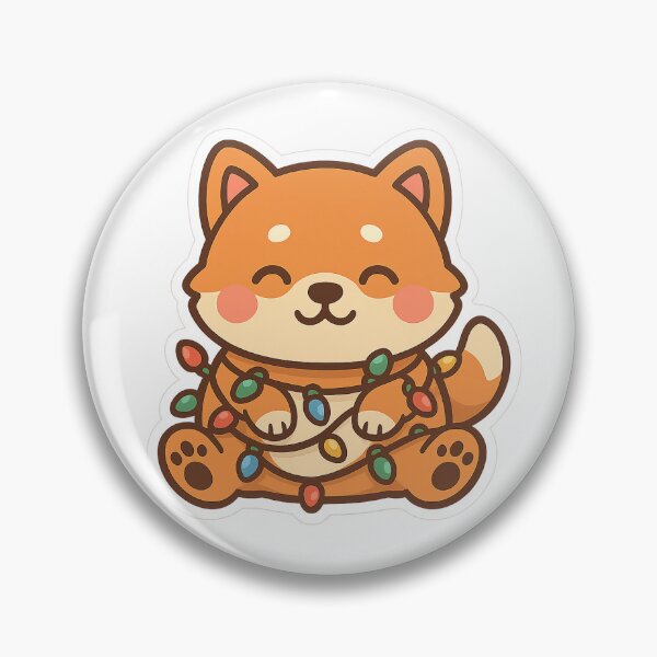 Item preview, Cute Kawaii Shiba Inu Innocently Entangled In Christmas Lights designed and sold by SnugglePod Studio.