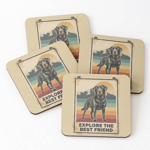 Item preview, Labrador Negro Low Poly Cartel Retro Montaña designed and sold by bsbd-action.