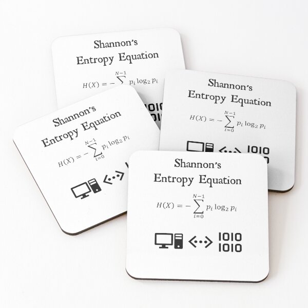 Item preview, Nerdy Vintage Shannon's Entropy Equation Math Science Teacher Black Text designed and sold by MathWare MathClips.