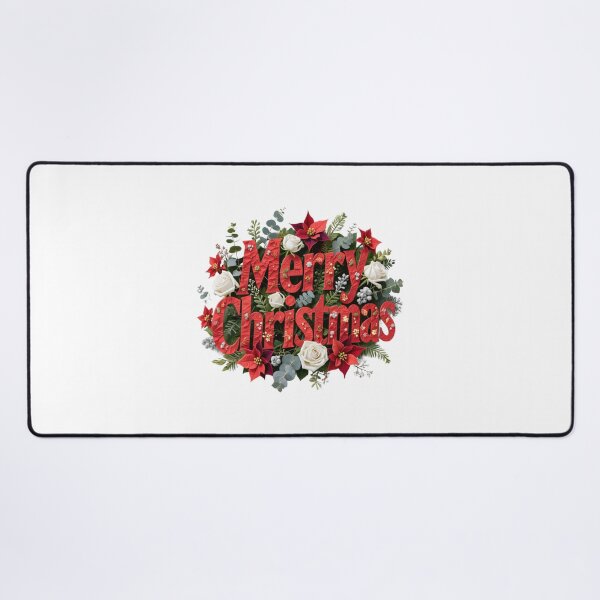 Item preview, Floral Merry Christmas Typography – Festive Botanical Lettering Art designed and sold by UniqueArtsOnly.