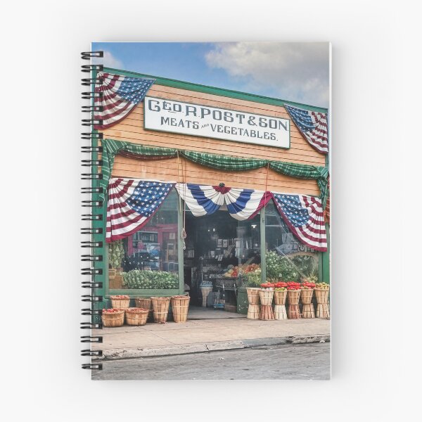 Item preview, Vintage Produce & Radio Stores with Patriotic Decor and Classic Car designed and sold by plugsnpixels.