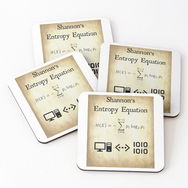 Item preview, Nerdy Vintage Shannon's Entropy Equation Math Science Teacher Black Text Parchment designed and sold by MathWare MathClips.