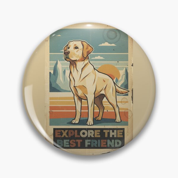 Item preview, Labrador Amarillo Amigable Montaña Cartel Retro designed and sold by bsbd-action.