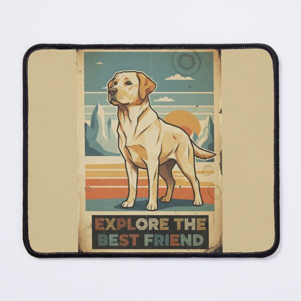Item preview, Labrador Amarillo Amigable Montaña Cartel Retro designed and sold by bsbd-action.