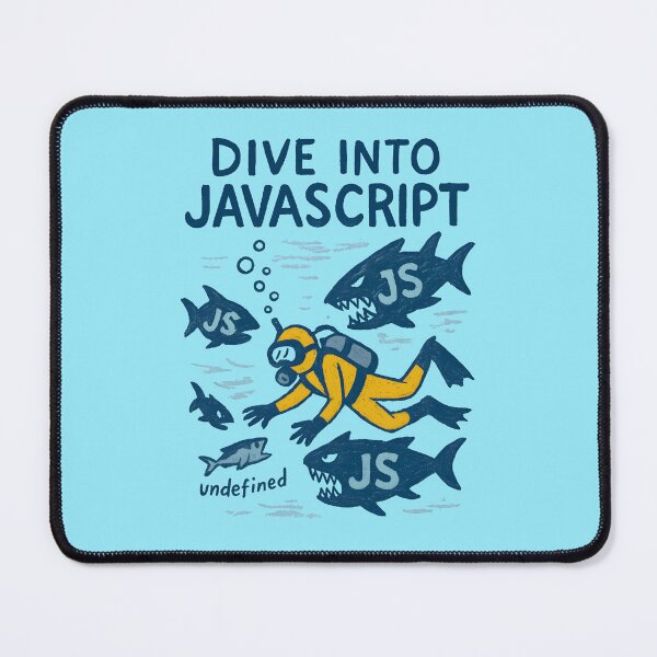 Artikelvorschau, Tauche ein in JavaScript – Programmieren lernen im Haifischbecken entworfen und verkauft von Nerd Romance Café.