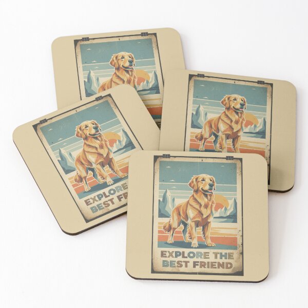 Item preview, Golden Retriever Feliz Montaña Cartel Viaje Retro designed and sold by bsbd-action.