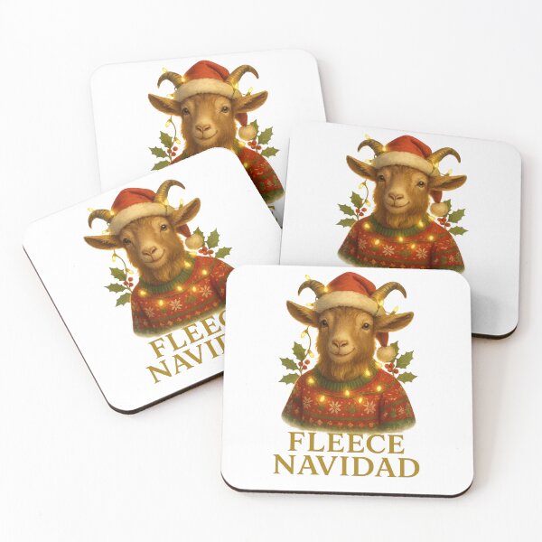 Item preview, Goat Illustration – “Fleece Navidad” Funny Christmas Pun Design designed and sold by Animal Puns.