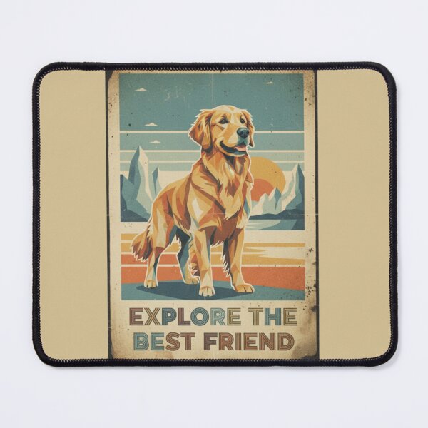 Item preview, Golden Retriever Feliz Montaña Cartel Viaje Retro designed and sold by bsbd-action.