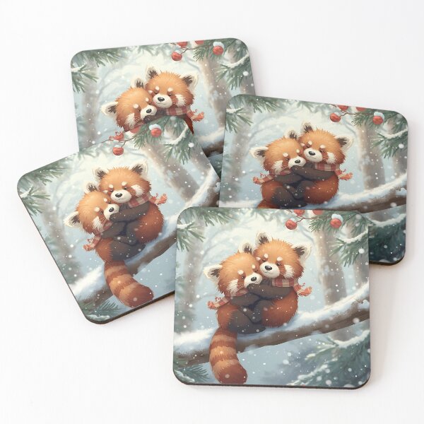 Item preview, Red Panda Love in a Snowy Pine Forest designed and sold by WildlifeWhimsy.