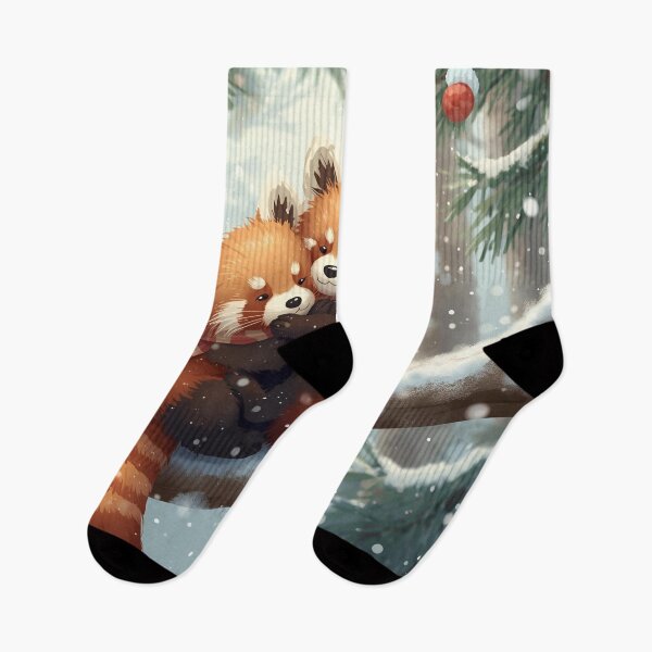 Item preview, Red Panda Love in a Snowy Pine Forest designed and sold by WildlifeWhimsy.