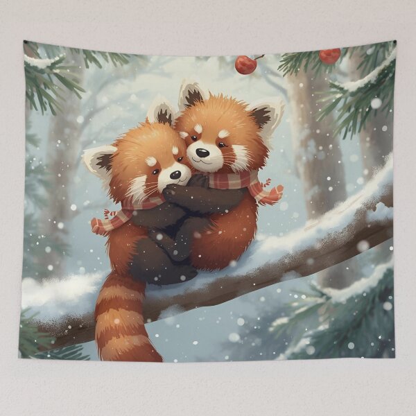 Item preview, Red Panda Love in a Snowy Pine Forest designed and sold by WildlifeWhimsy.