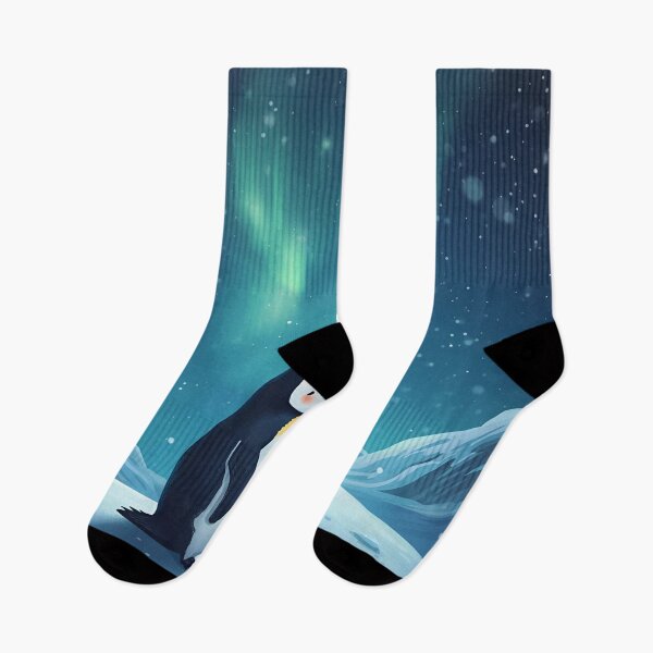 Item preview, Emperor Penguins in Love Under the Northern Lights designed and sold by WildlifeWhimsy.