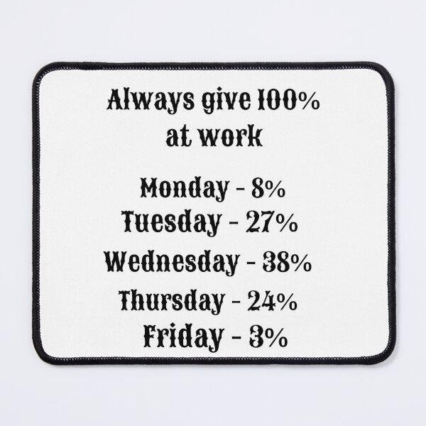 Item preview, Always Give 100% at Work – Funny Office Humor Quote designed and sold by AnaPixMar.