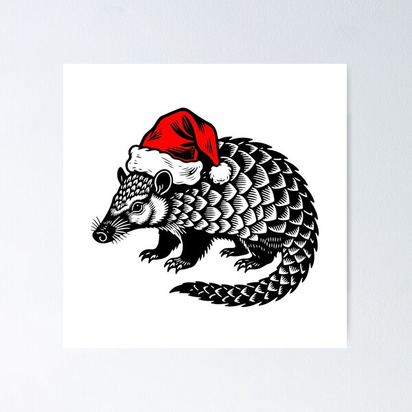 Item preview, Armadillo Wearing Santa Hat Silhouette designed and sold by JollyCritters.