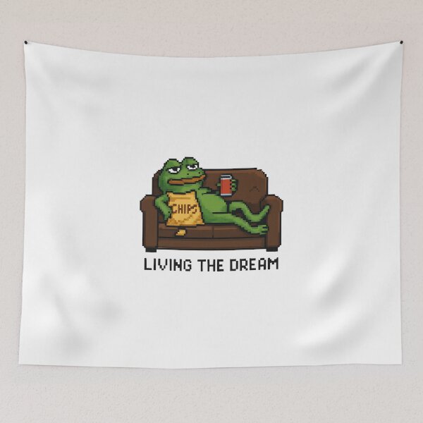 Item preview, Pixel Frog on Couch – Living the Dream in Full Chill Mode designed and sold by Geafixy.