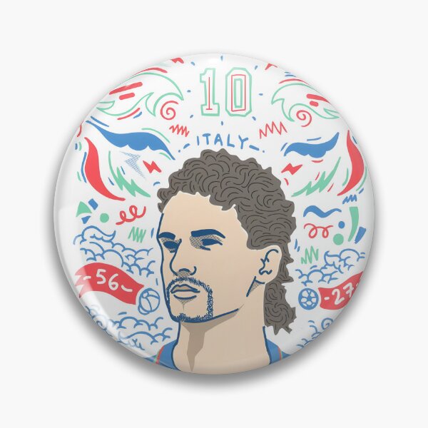 Item preview, Roberto Baggio portrait 1994 Italy classic football designed and sold by Printella-net.