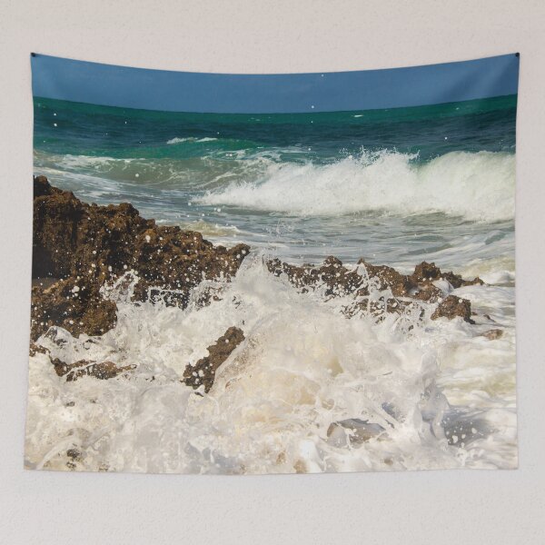 Item preview, waves crashing against the rocks on the beach designed and sold by felipequeiroz.