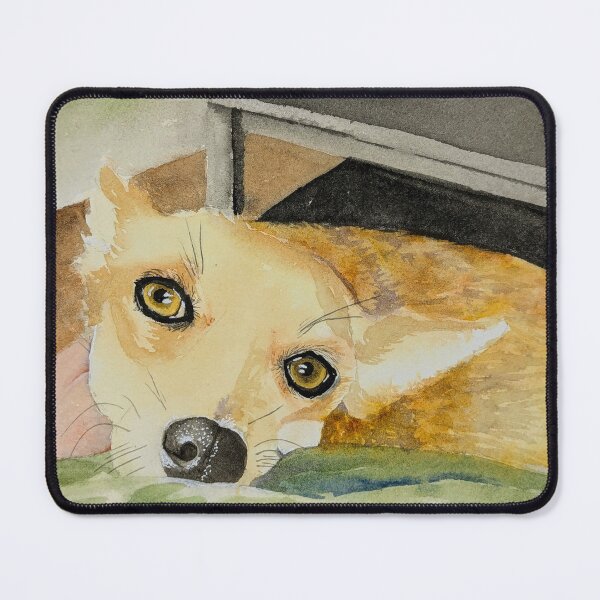 Item preview, Watercolor of Small Dog Resting on Her Person designed and sold by YaelSelaArt.