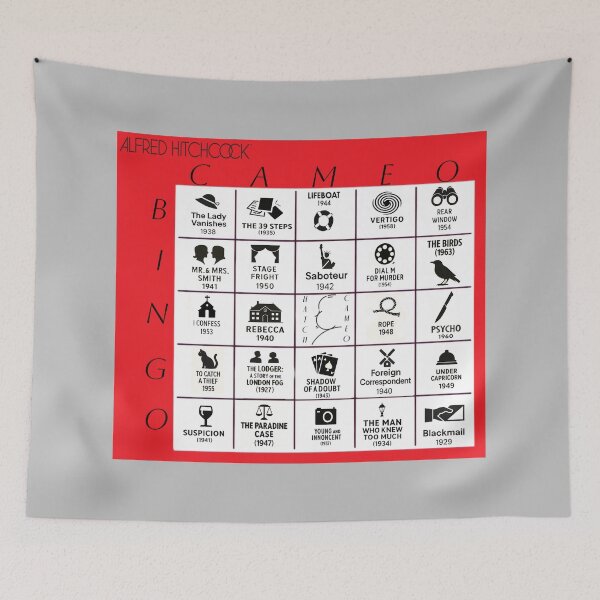 Item preview, Alfred Hitchcock™ Cameo Bingo Card - Silver Screen Gray Edition  designed and sold by WheelieGdArt.