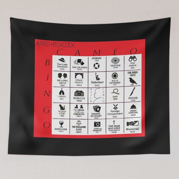 Item preview, Alfred Hitchcock™ Cameo Bingo Card - Noir Black Edition  designed and sold by WheelieGdArt.