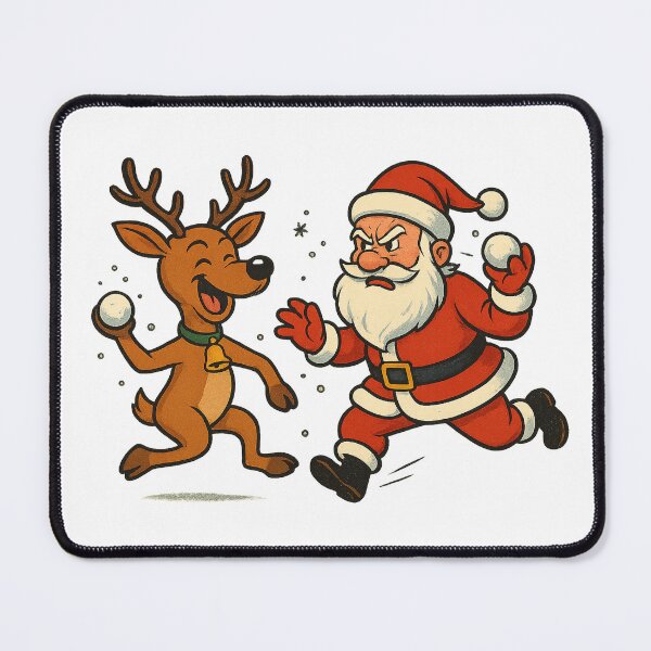 Item preview, Retro Snowball Fight – Funny Santa and Laughing Reindeer designed and sold by MeixGraphics.