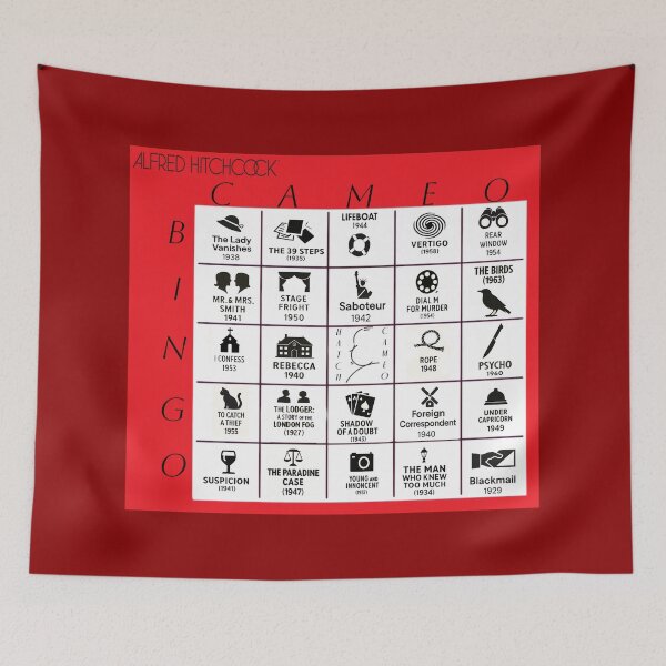 Item preview, Alfred Hitchcock™ Cameo Bingo Card - Vintage Blood Red Edition  designed and sold by WheelieGdArt.