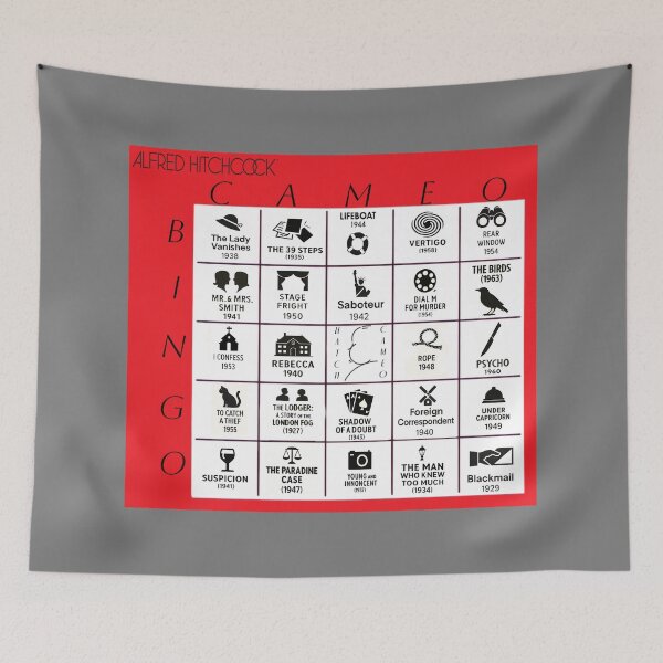 Item preview, Alfred Hitchcock™ Cameo Bingo Card - Film Reel Gray Edition  designed and sold by WheelieGdArt.