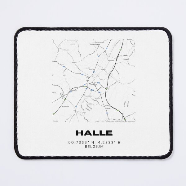 Item preview, Halle Belgium Map | Minimalist Black and White Modern City Map designed and sold by RM-Journey.