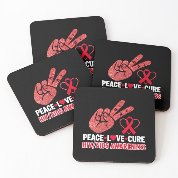 Item preview, Peace Love Cure World Aids Day HIV AIDS Awareness designed and sold by ValerieRodrigue.