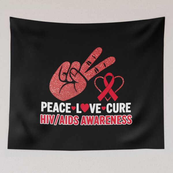 Item preview, Peace Love Cure World Aids Day HIV AIDS Awareness designed and sold by ValerieRodrigue.