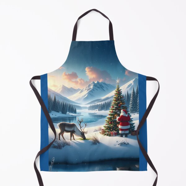 Item preview, Santa Decorating by the Frozen Lake – Peaceful Christmas Scene designed and sold by PEACELOVERSART.