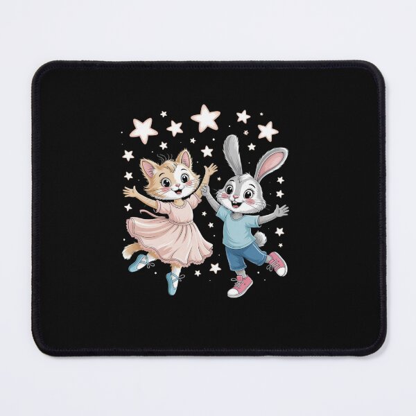 Item preview, Dancing Cat and Bunny Watercolor Ballet Art with Stars designed and sold by tabdejinti.