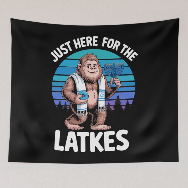 Item preview, Just Here For The Latkes Hanukkah Bigfoot Boy designed and sold by ValerieRodrigue.
